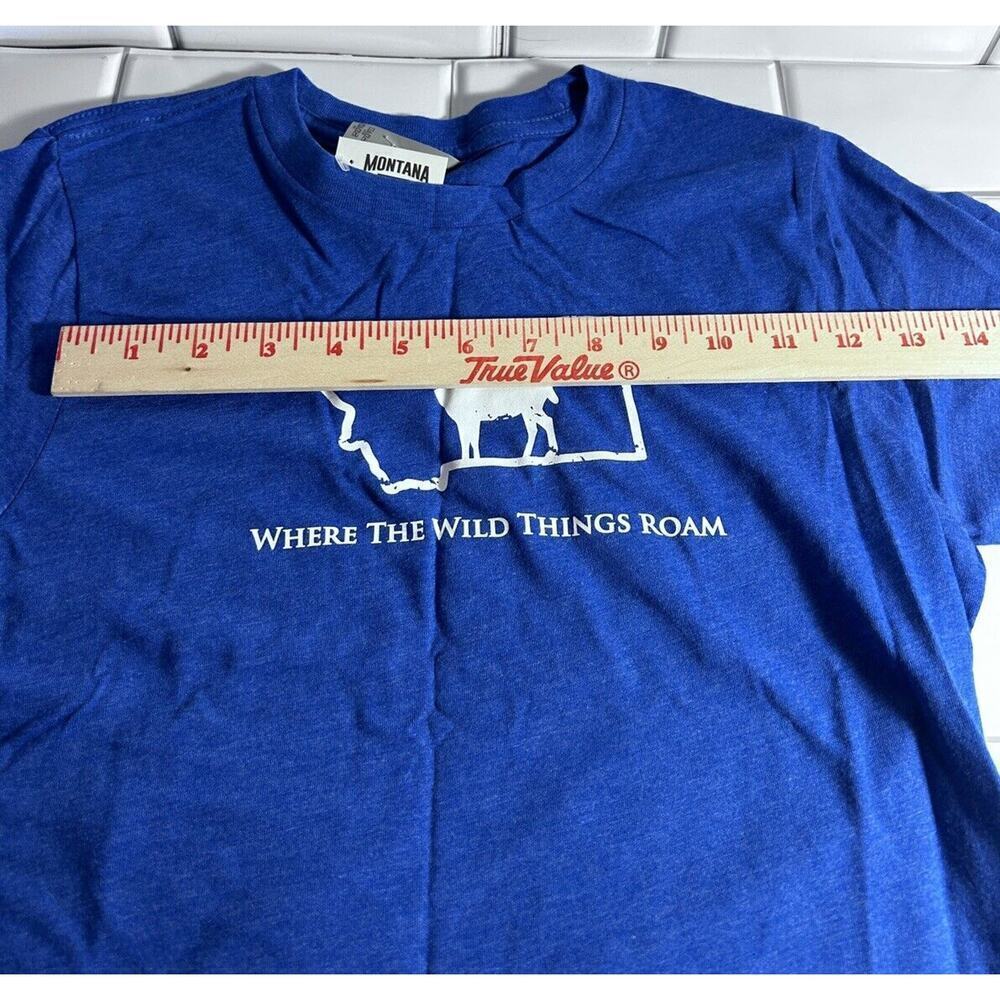 Where The Wild Things Roam Montana Size 8 Blue Childrens Tee Shirt Deer T-shirt